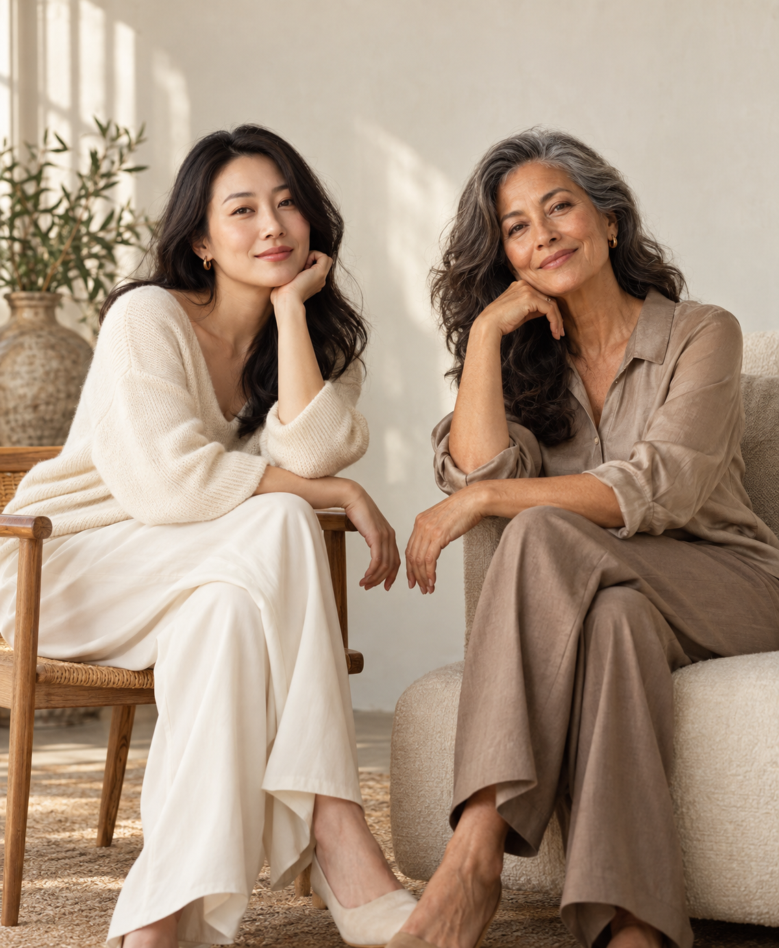 不同世代女性自在相伴，AI 品牌故事情境圖